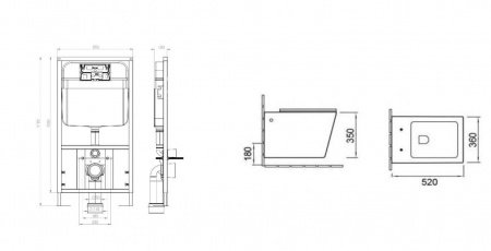 Комплект (инсталляция, унитаз, сиденье, кнопка смыва) SantiLine SL-5004 + SL-01 белый, с сиденьем микролифт