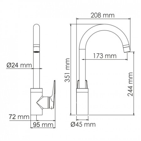 Смеситель для кухни WasserKraft Wiese 8407 графит