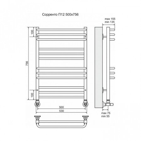 Полотенцесушитель водяной Terminus Сорренто П12 500x756