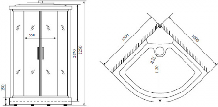 Душевая кабина Timo Lux T-7701 P 100x100x220 профиль хром глянцевый, стекло прозрачное