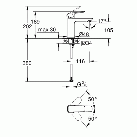 Смеситель для раковины Grohe Cubeo 1017550000 хром