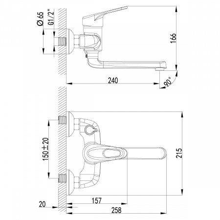 Смеситель для ванны с душем Lemark Luna LM4114C хром