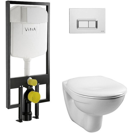 Комплект унитаза с инсталляцией Vitra Normus 9773B003-7200 с сиденьем Микролифт и кнопкой смыва Хром