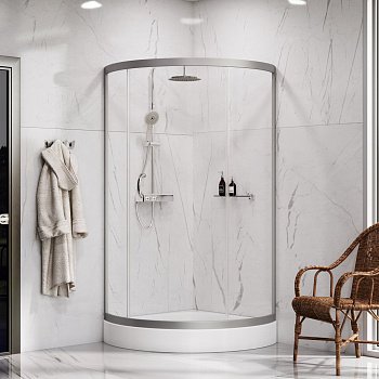 Душевой угол Am.Pm Bliss L 90x90x206 профиль хром, стекло прозрачное