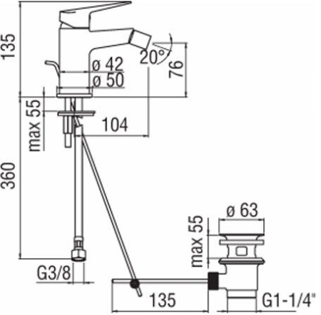Смеситель для биде Nobili Blues BS101119/1CR хром