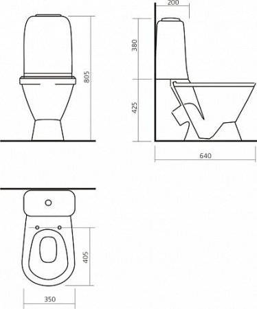 Унитаз-компакт Sanita Самарский эконом SMRSACC01090111 с бачком и стандартным сиденьем