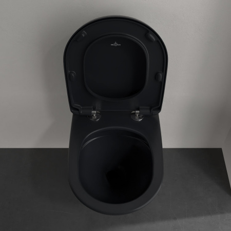 Унитаз подвесной безободковый Villeroy & Boch Antao 4674T0R7 черный матовый, с покрытием CeramicPlus, без сиденья