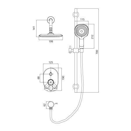 Душевая система встраиваемая D&K Rhein DA1395601, хром