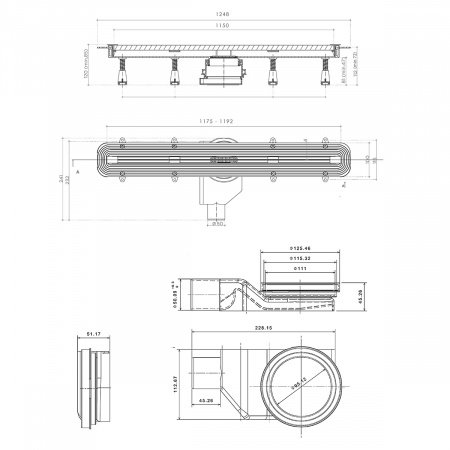 Душевой лоток Pestan Confluo Premium Slim Line 1150
