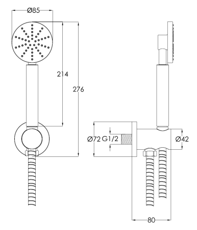 Душевой гарнитур на держателе с подключением шланга Benesque Lumiere 23010203 черный брашированный