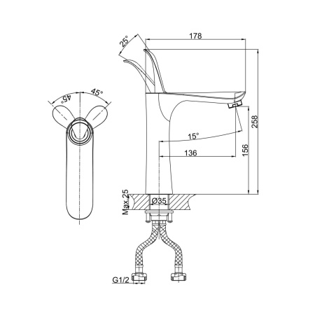 Смеситель для раковины D&K Venice DA1032659, черный/золото