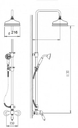 Душевая стойка Cezares GIUBILEO-CD-03/24 золото