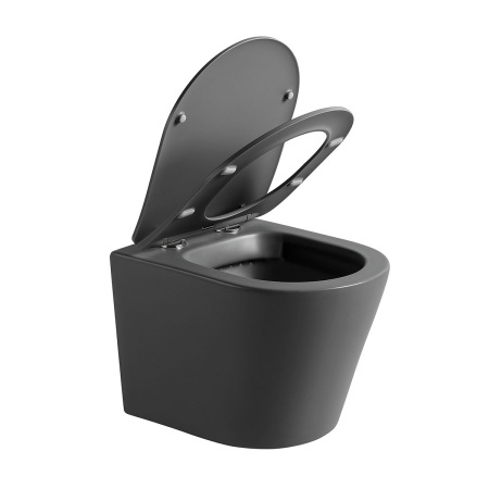 Унитаз подвесной безободковый Vincea Piatti VT1-11SMA антрацит матовый, с сиденьем микролифт