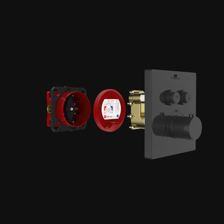 Душевой комплект Vincea Inspire VSFW-3I21T1RMB встраиваемый, термостатический, 2 режима, черный