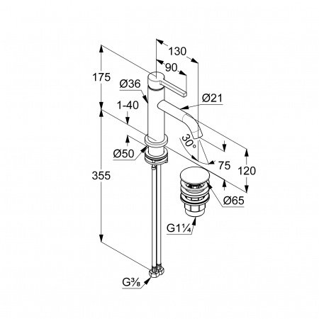 Смеситель для раковины Kludi Nova Fonte 202663915 черный матовый