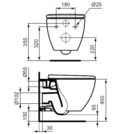 Унитаз подвесной безободковый Ideal Standard Tesi ST007901 с сиденьем микролифт