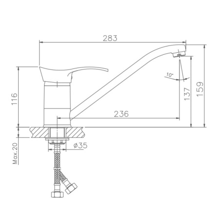 Смеситель для кухни Haiba HB4901, хром