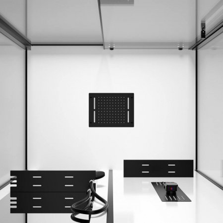 Душевая кабина Black&White G8028 115x90x215 профиль черный матовый, стекло прозрачное