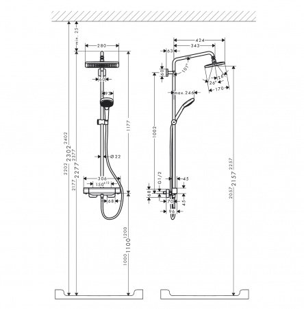 Душевая стойка Hansgrohe Croma E 27630000 хром