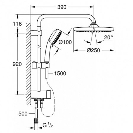 Душевая стойка Grohe New Tempesta Cosmopolitan System 26675000 хром