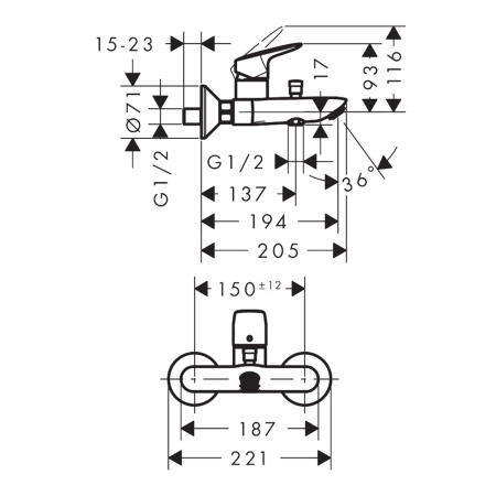 Смеситель для ванны Hansgrohe Logis 71400670 черный матовый