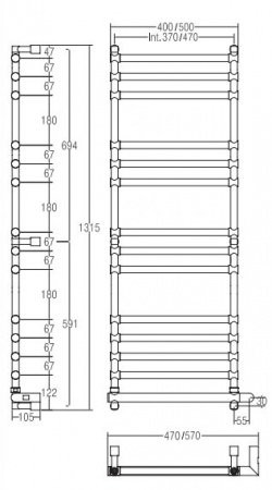 Полотенцесушитель электрический Margaroli Sole 564-14 5644714CRNB 1330х570 хром