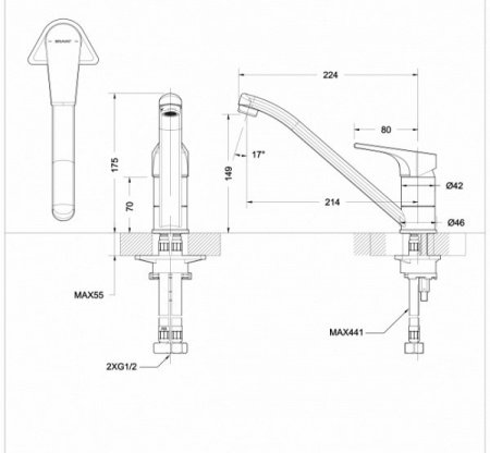 Смеситель для кухни Bravat Vega F9119177CP-01 хром