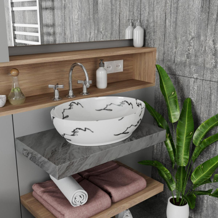 Раковина накладная 51см Point Артемида PN43151WB белый с рисунком