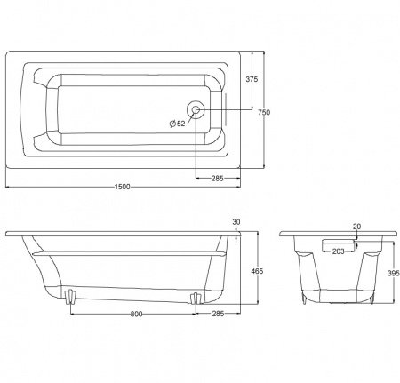 Чугунная ванна Jacob Delafon Archer 150х75 белый
