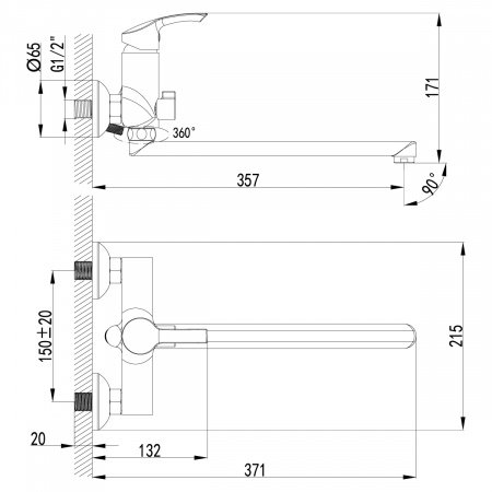 Смеситель для ванны с душем Lemark Plus Strike LM1151C хром