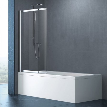 Шторка на ванну Cezares Slider VF-11 90 профиль Хром стекло прозрачное