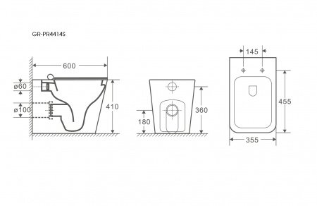 Унитаз приставной Grossman GR-PR4414S белый, с сиденьем микролифт