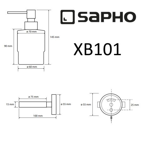Дозатор Sapho X-ROUND BLACK XB101 черный