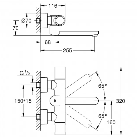 Термостат для раковины Grohe Eurosmart Cosmopolitan E 36455000 хром