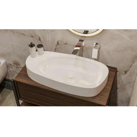 Умывальник WHITECROSS Moonstone F 70x35 (белый глянец) иск. камень