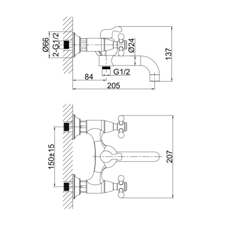 Смеситель для ванны D&K Hessen DA1423241, хром