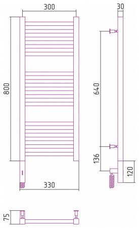 Полотенцесушитель электрический Сунержа Модус 3.0 80х30 белый матовый, левый ТЭН