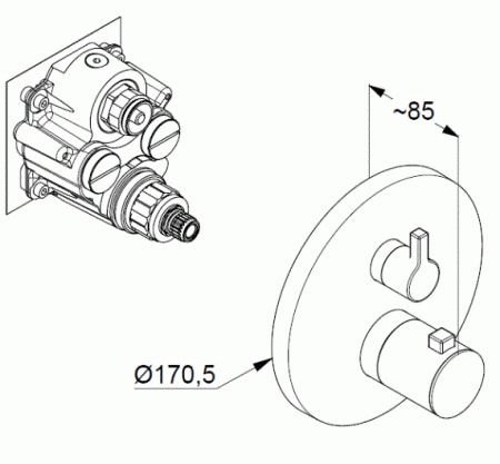Встраиваемая душевая система с термостатом Kludi Nova Fonte 209303915 черный матовый