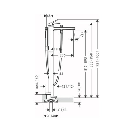 Смеситель напольный для ванны Hansgrohe Metropol 32532140 бронза шлифованная