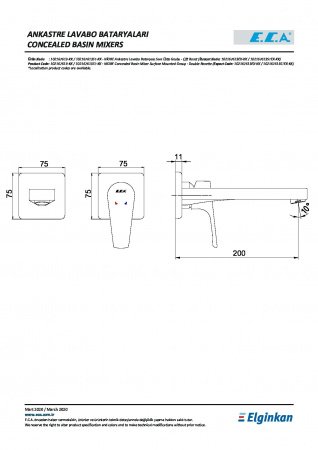 Смеситель для раковины E.C.A Niobe 102167613EX-KK хром