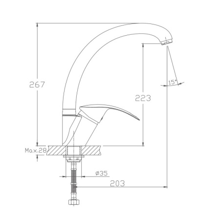 Смеситель для кухни Haiba HB4121-2, хром