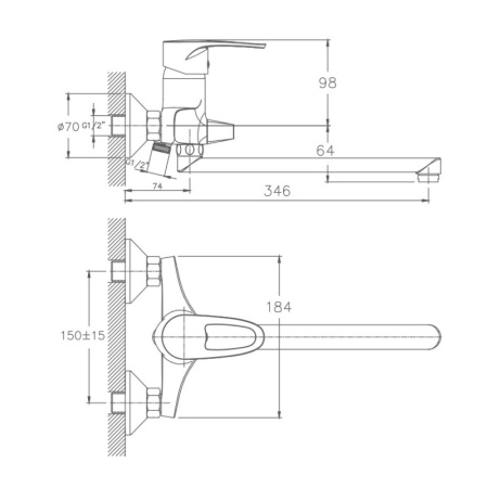 Смеситель для ванны Haiba HB2265, хром