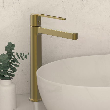 Смеситель для раковины Vincea Rondo VBF-1R2BG золото матовое