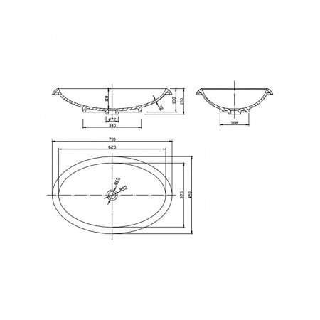 Раковина накладная 70см MonteBianco Bolsena 12045 белый матовый