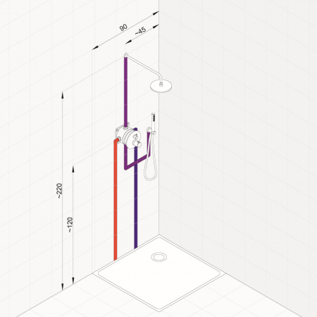 Встраиваемая душевая система с термостатом Kludi Nova Fonte 208313915 черный матовый