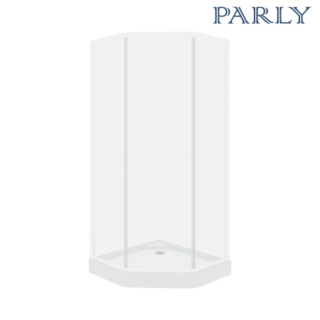 Душевой угол Parly 90x90x197 профиль белый, стекло прозрачное