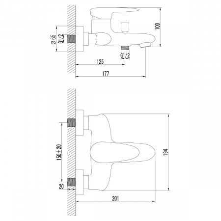 Смеситель для ванны с душем Lemark Status LM4402C хром