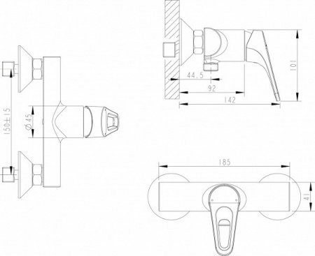 Смеситель для душа Bravat Drop-D F648162C-01 хром