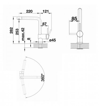 Смеситель для кухни Blanco Linus 525806 черный матовый