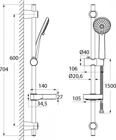 Душевой гарнитур Iddis Cuba CUB3F00i16 Хром